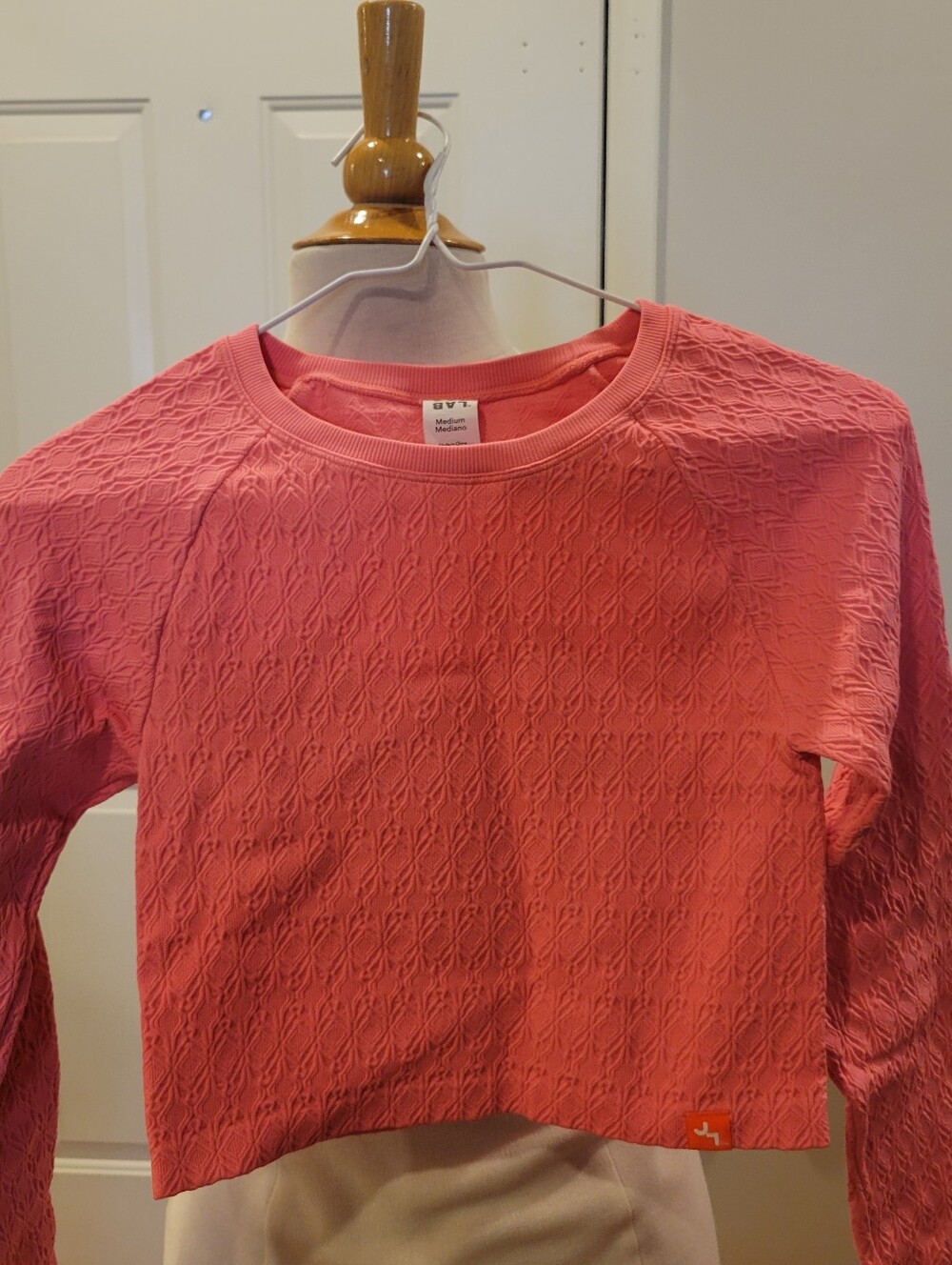🩷EUC~ JOYLAB Barbie Pink Textured Long-Sleeve Crop Top